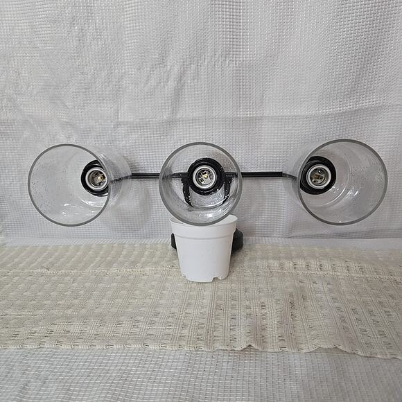 NWB Craftmade Bolden 3 Light Vanity Flat Black Clear Seeded Glass 24x 9 Inch - Picture 3 of 9